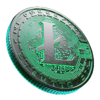 Leuchtender Litecoin Coin mit Neon-Verzierung f&uuml;r schnelle Krypto-Zahlungen bei Roby Casino