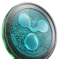 Leuchtender XRP Ripple Coin mit Neon-Linien f&uuml;r internationale Krypto-Zahlungen bei Roby Casino