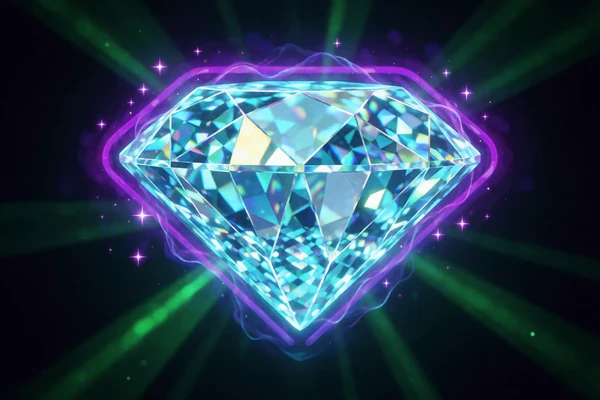 Neon-Diamant Slot-Spiel mit leuchtenden Facetten in der Roby Casino Spielebibliothek
