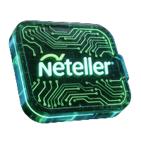 Leuchtendes Neteller E-Wallet Icon mit Neon-Akzenten f&uuml;r digitale Zahlungen bei Roby Casino