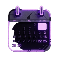 Abstraktes leuchtendes Neon-Kalender-Icon in Violett f&uuml;r den Weekend Reload Bonus bei Roby Casino