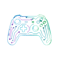 Abstrakter leuchtender Neon-Gamecontroller im Sci-Fi-Stil f&uuml;r die Roby Casino Spielekategorien