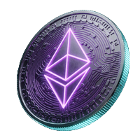 Leuchtender Ethereum Coin mit Neon-Linien f&uuml;r Krypto-Transaktionen bei Roby Casino