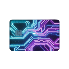 Abstrakte leuchtende Neon-Kreditkarte im Sci-Fi-Stil f&uuml;r Fiat-Zahlungen bei Roby Casino